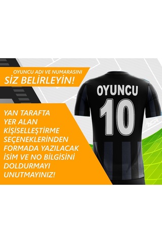 Acr Giyim Kişiye Özel Futbol Forması - Dizayn : Siyah & Gri Beyaz - Siyah