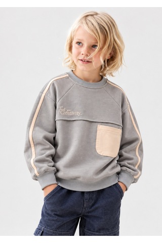 Overdo Kids Erkek Çocuk Cep Detaylı Sweatshırt Gri