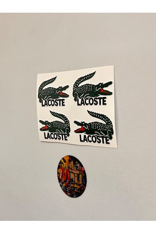 Lacoste Sticker Etiket Jdm Araba-motosiklet Cam Etiket Baskes Direk Arması Etiket 4adet 4,5x3cm Çok Renkli