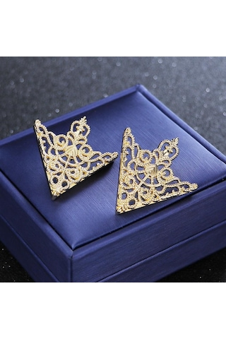 Altın Broş Vintage Üçgen Gömlek Yaka Pin Içi Boş Metal Iğne Broş Kadın Erkek Yaka Pin Elbise Dekor Altın