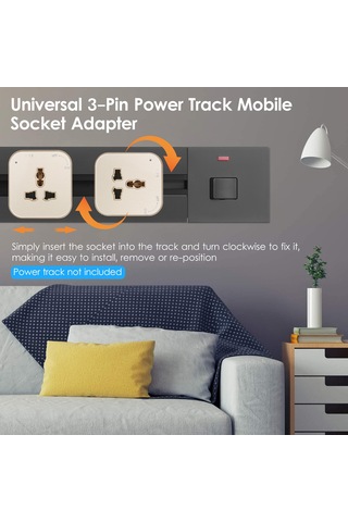 Neevoyu Gümüş Renkli Akrilik Power Rail Uyumlu 3 Lü Universal Soket, Kaydırılabilir, Kolay Kurulum, Ev Ofis Kullanıma Uygun Altın