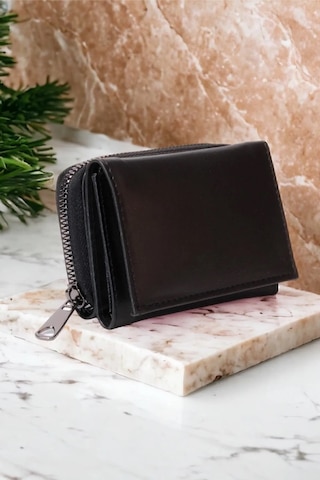 Mygeppetobag Kadın Fermuarlı Ve Çıtçıtlı Bozuk Para Bölmeli Şık Cüzdan Siyah Çok Renkli
