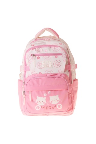Calacilo Kız Çocuk Kedi Baskılı Pembe İlkokul Okul Sırt Çantası Beş Gözlü - C4038