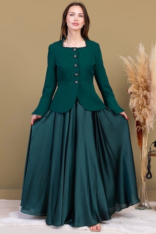 Kare Yaka İşlemeli İkili Takım 4718-zümrüt Yeşili Zümrüt Yeşili