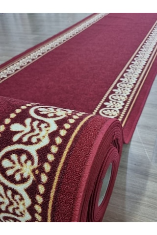 Firdevslife Varaklı Protokol Halısı Kaymaz Taban Jel Yolluk Kapı Önü Paspası 100cm Bordo Bordo