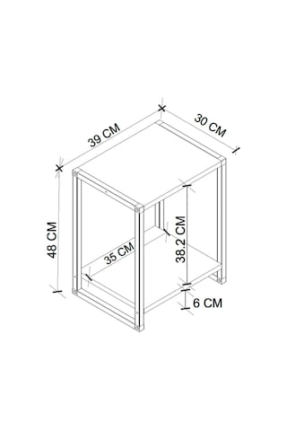 Komodin Metal Ayaklı Komodin Yan Sehpa Patmos Safir Meşe