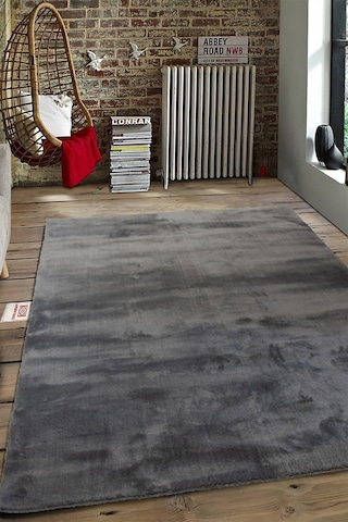 Valeryhome Vl Comfort Peluş Halı Beyaz Düz Saçaklı Antrasit