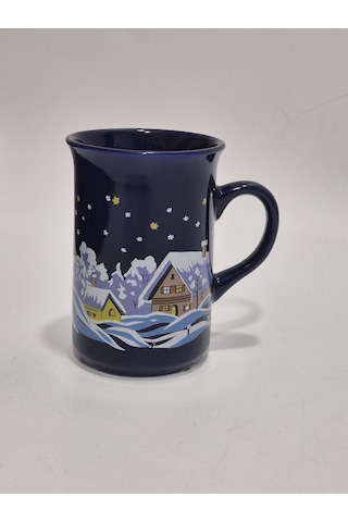 Vintage Christmas Kar Yağışı Temalı Porselen Kupa 10,5cm 003 Çok Renkli