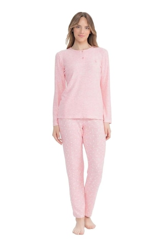 U.S. Polo Assn. U.s Polo Assn. 17099 Kadın Uzun Kollu Yakası Düğmeli Pijama Takım-pembe Pembe
