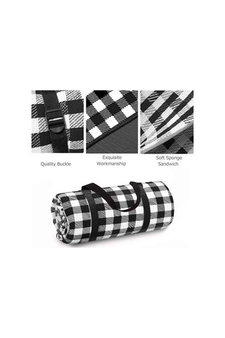 Xiaaokeji Piknik Bezi Katlanır Mat Battaniye Açık Hava Katlanır Su Geçirmez Battaniye Siyah-beyaz Siyah - Beyaz