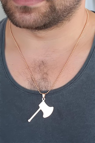 Rose Renk Metal Balta Figürlü Erkek Kolye Çok renkli