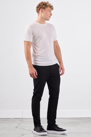 Dufy Ekru O Yaka Düz Renk Kısa Kollu Slim Fit Triko Tshirt Ekru