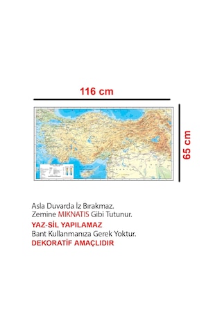 Türkiye Fiziki Haritası Dekoratif Türkiye Haritası Akıllı Kağıt T