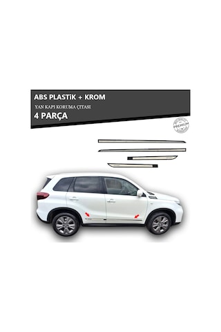 Suzuki Vitara 2014 Üzeri Yan Kapı Koruma Çıtası Plastik + Krom Unvrslppkçt00004