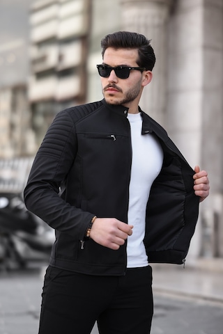 Mero Life Erkek Siyah Su Ve Rüzgar Geçirmez Slim Fit Astarlı Mevsimlik Mont Siyah