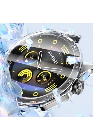 Huawei Watch Gt4 46mm Uyumlu Kasa Ekran Koruyucu 360 Tam Koruma Kılıf Kapak Lacivert