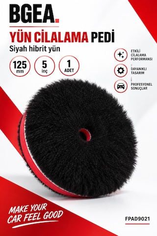 Bgea Siyah Hibrit Yün Cilalama Pedi 125 Mm 5 İnç Cırtlı Polisaj Keçesi