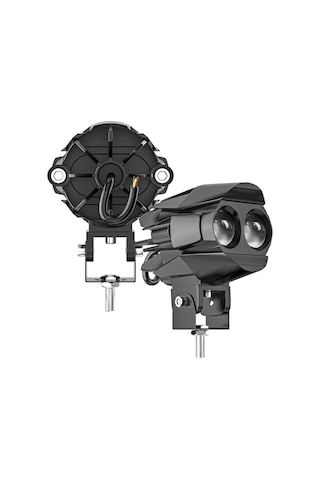 2 Adet Motosiklet Çift Göz Led Lazer Sis Farı Delici Beyaz Sarı Çift Renk 12-80 Volt