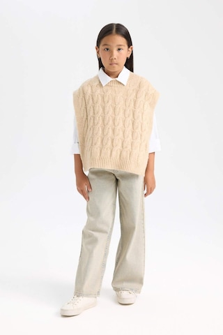 DeFacto Kız Çocuk Bisiklet Yaka Saç Örgüsü Desenli Triko Süveter C9659A824WNBG588 Bej