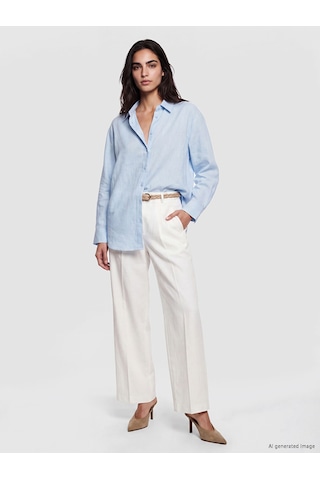 Lcw Vision Mavi Oversize %100 Pamuklu Kadın Gömlek