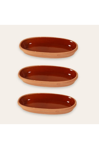 3'lü Toprak Sırlı Balık Güveci-balık Tavası 27x13x4