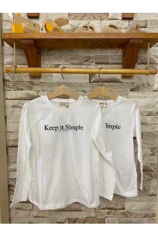 Koton Kız Çocuk Uzun Kollu T-shirt Ekru AY-5WKG10269AK
