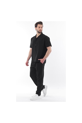 Madmext Siyah Over Fit Erkek Gömlek Takım E7303 Siyah