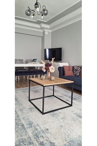 Rafadi Modern Orta Sehpa Salon Oturma Odası Orta Sehpa Metal Ayaklı Atlantik Çam