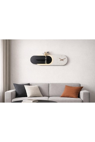 Kardelen Ahşap Pilli Ledli İskandinav Tarzı Salon Duvar Rafı Modern Çiçeklik 112 X 28 Cm Paris Grisi - Antrasit