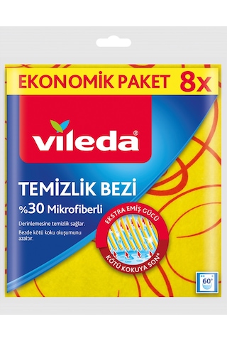 Vileda 8'li %30 Mikrofiberli Mutfak Bezi