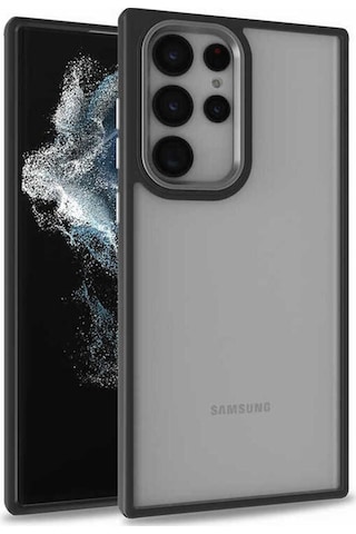 Samsung Uyumlu Galaxy S22 Ultra Kılıf Zore Flora Kapak Siyah