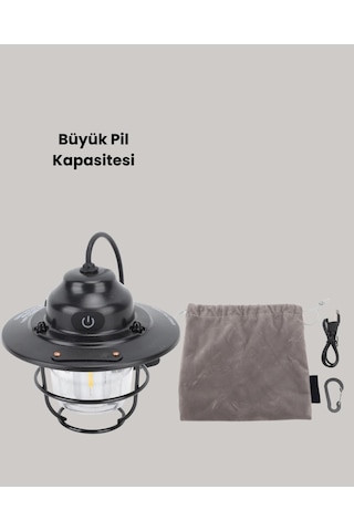 Mey İthalat Hafif Ve Taşınabilir Retro Tasarım Kamp Lambası Çok Renkli