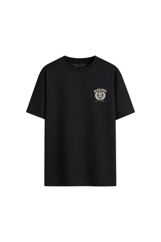 Black Nova Oversize Baskılı Unisex Tişört Ivy League Black Siyah