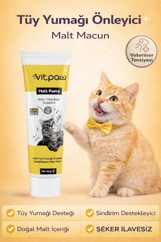Vitpaw Malt Paste Tüy Yumağı Kontrolü ve Sindirim Desteği Kedi Malt Macunu 100 G