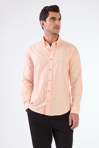 Somon Erkek Slim Fit Düz Brent Düğmeli Yaka Uzun Kol Gömlek - 102484 Somon