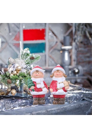 Homyl Seramik Bebek Figürleri Yılbaşı Süsleri Tatil Partisi Ofisi 3,5 Cm X 3,5 Cm X 11,5 Cm