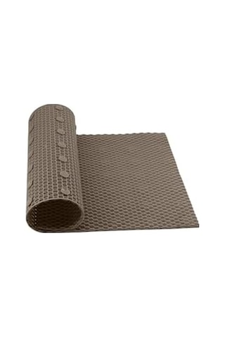 Premium Serisi Banyo - Küvet İçi Kaydırmaz Vantuzlu Hasır Desenli Diktördgen Paspas 68,5 X 35,5 Cm, Krem Açık Gri
