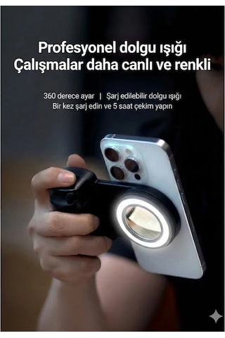 Bluetooth Manyetik Telefon Yapıştırma Kavrama Halka Dolgu Işığı İle Magsafe Selfie Klips Najmaddin