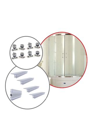 Ayrıntıshop Duşakabin Mıknatıslı Fitil Rulman Seti Mıktatis+yan Suluk Krom Teker Şeffaf+krom