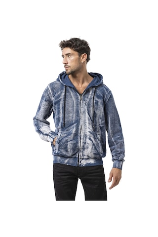 Cipo & Baxx Cl594 Siyah-mavi Tie-dye Desenli Kapüşonlu Sweatshirt Retro Havası Mavi