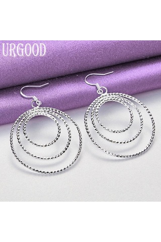 925 Ayar Gümüş Şerit Üç Yüzük Kolye Küpe Moda Takı