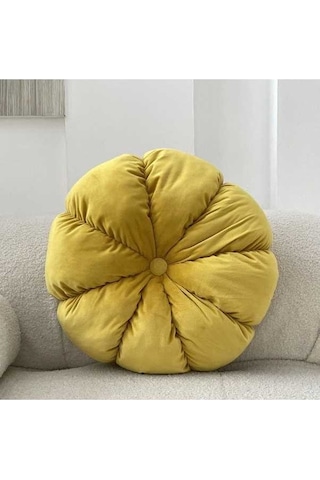 Fastbuy Limon Sarısı Kadife Kabak Yastık - 45cm X 12cm - Ofis, Pencere, Koltuk İçin Dekoratif Konforlu Yastık Diğer