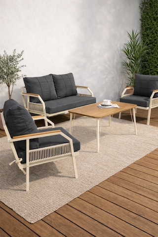 Daisy Krem 211 Masalı Antrasit Bahçe Mobilya Seti Balkon Teras Oturma Grubu Dış Mekan Şık Tasarım