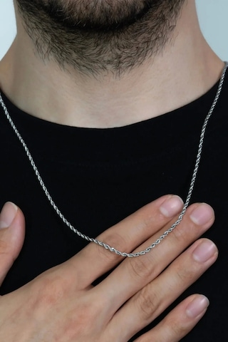 Burgu Halat Erkek Çelik Zincir Kolye 2.5 Mm Gümüş Renk Çok renkli