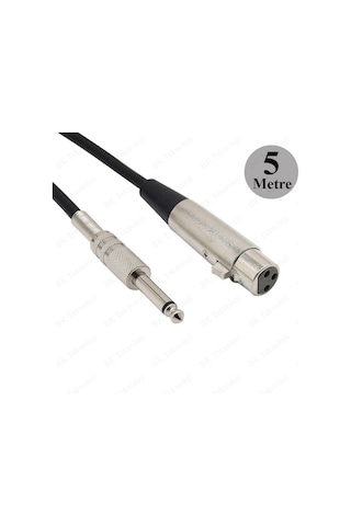 3 Pin XLR Dişi to 6.35mm Mono Erkek Mikrofon Ses Kablosu 5Metre