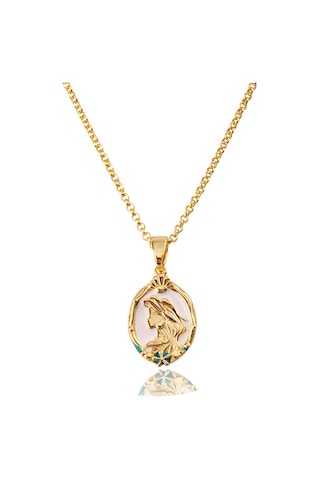 Yıldız Balığı Cameo Gümüş Kolye 925 Ayar, Altın Kaplama, Mine & Zirkon Taşlı Ms3856 Altın