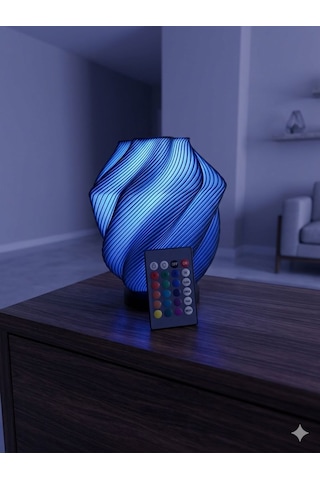 Rgb Kumandalı 3d Tasarım Modern Masa Lambası - 16 Renk Seçenekli Dekoratif Gece Lambası Çok Renkli