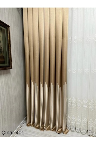 Nivemeshome Çınar Altın 401 1/3 Sık Pileli Fon Perde Apm Gold