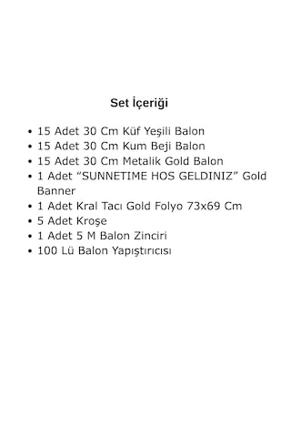 Sünnet Tema Gold Kral Tacı Sünnetime Hoş Geldiniz Gold Banner Küf Yeşili Gold Kum Beji Balonlar Bej - Altın