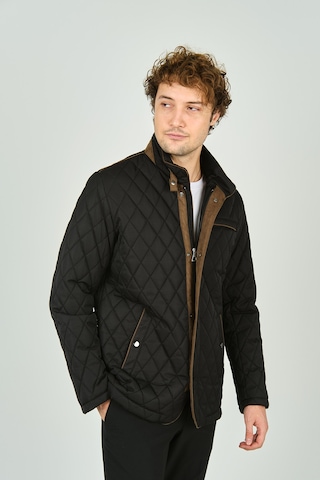 Daynax Erkek Dik Yaka Fermuar Ve Çıtçıt Kapamalı Kapitone Kaban 1000 Siyah Siyah